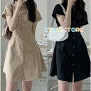 ワンピース半袖膝上丈 シャツワンピース ミニワンピース ミニ丈 膝上丈 レディース夏服 スリム タイト aラインスカート 低身長 小さい 可愛いセクシー(4)