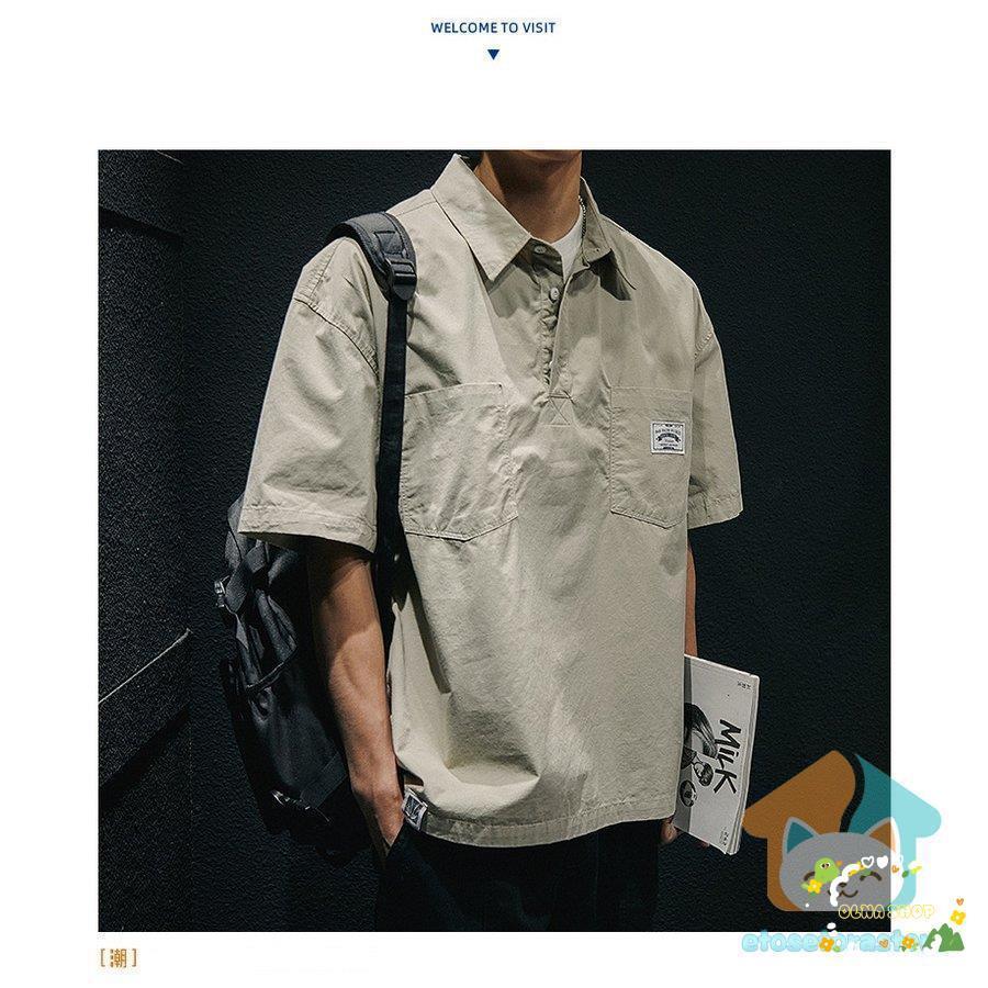 【期間限定10％OFF】ワークシャツ メンズ ゆったり オーバーシャツ シャツ 半袖 アメカジ ポケット シンプル ベーシック シャツジャケット 夏