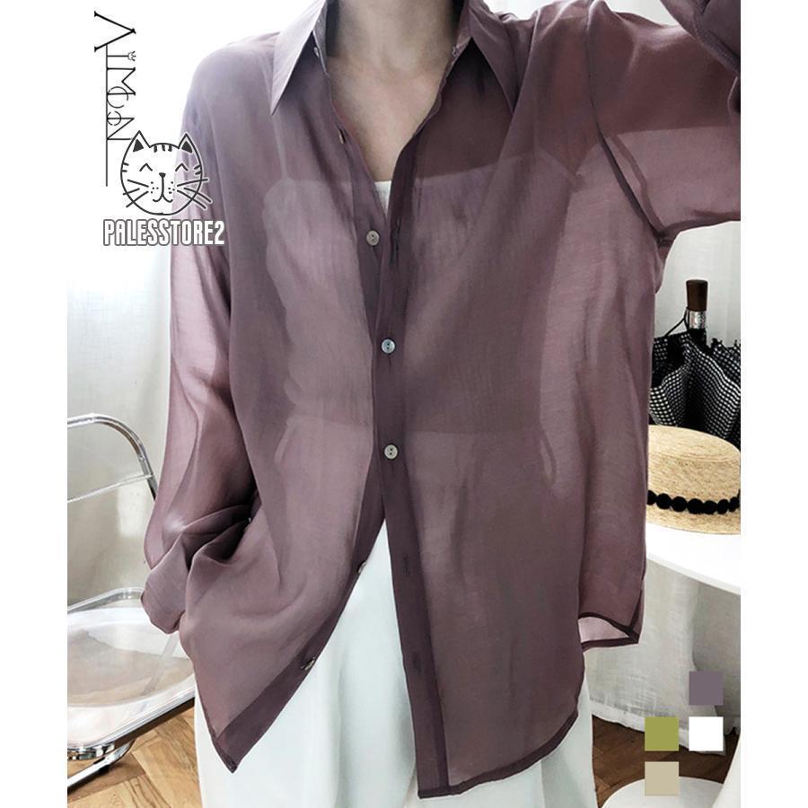 シアーブラウス 長袖 レディース 着やせ