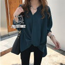 トップス レディース 新作 春 秋 春コーデ 春服 3色 コンサバ ブラウス シフォン 長袖 無地 ねじり クロス ゆったり ボリューム袖 バルーン袖 ルーズ感 通勤