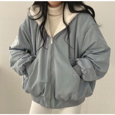 レディース ボアブルゾン ボアジャケット フード付き パーカー 厚手 ゆったり フリースジャケット 防寒 もこもこ ジャケット コート ショート丈 暖かい