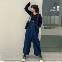 サロペットパンツ デニム ゆったり レディース デニムサロペット サスペンダーパンツ ジーンズ オーバーオール デニムパンツ ワイドパンツ(4)