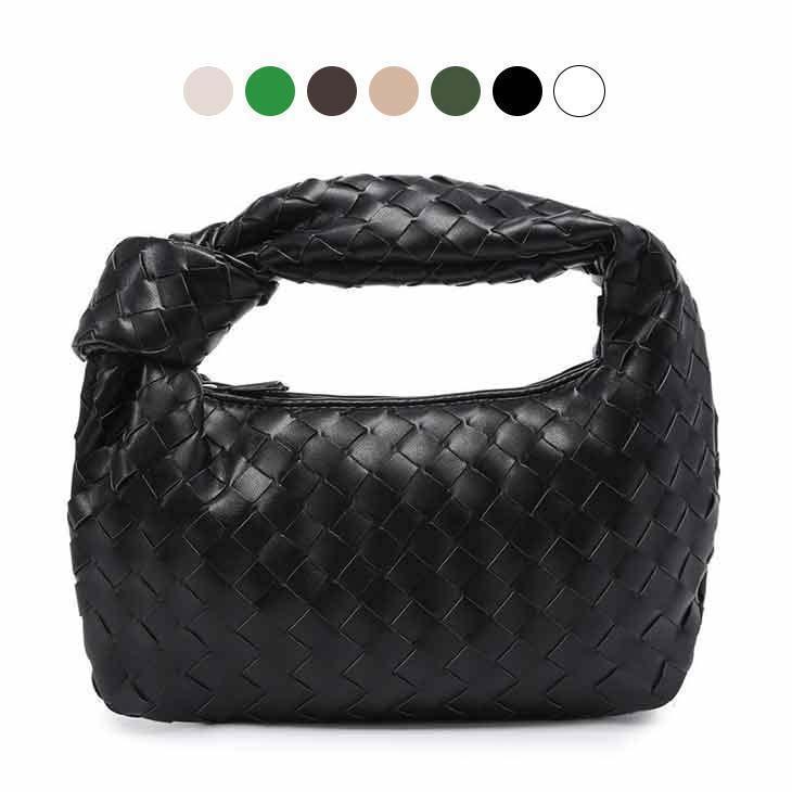 編み込みレザー調バッグ ハンドバッグ ハンドルバッグ お洒落 きれいめ 可愛い お出かけ 韓国ファッションのサムネイル