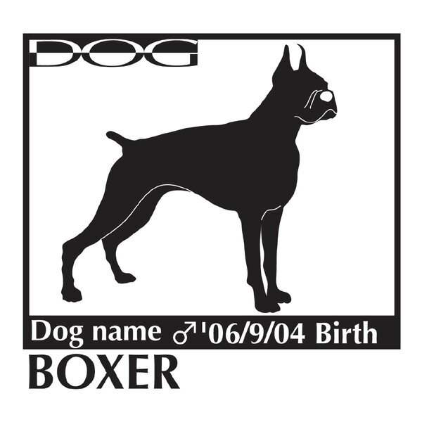 ◆ワンちゃんの「お名前」「お誕生日」「その他」記入欄はご注文カート内の 3．お支払い方法、配送方法選択ページの下部にあります。必要事項を必ずご入力ください。 プロの看板屋が作る☆あなただけのオリジナルアイテムグッズ！犬のステッカーAパターンLサイズ。全12色からお選びいただけます。犬のネーム・性別・お誕生日ほかご要望の文字を無料でお入れします。いろいろなシーンにあなたの自慢の犬をアピールしましょう！　いぬ連れ旅行時のクレートに貼ればちょっとしたdogIDグッズにもなります。画像の白い部分が切り抜き（シールステッカーがない部分）となります。こちらのステッカーのみご注文の場合は、メール便又は定型外郵便（350円ポスト投函）でのお届けとなります。予めご了承下さい。●犬の名前はアルファベット大、小文字どちらでもかまいません。●材質は塩化ビニル（通称カッティングシート）です。5〜7程度の耐久性、屋外でも安心してご利用ください。 ●黒い部分がステッカーとして残るので、白い部分はヌキ（貼る面の地が見えます）になります。●犬の名前・性別ピクト・お誕生日等と入れることができますが、お客様の必要なものだけの記入でもかまいません。 （例えば　名前と性別のみとか）●犬名はアルファベットで15文字まで入れることができます。他にご記入していことがございましたらご相談ください。 ・素材：塩化ビニール　・サイズL：横17.5cm×縦約17cm　◇貼り方説明書付き◇ -----お客様のお声----- 【一部ご紹介】N.Y様より・早々にステッカーをお送り頂きましてありがとうございました。早速、愛車二台に張りました。とても気に入っています。また、機会がありましたら、お願い致します。- - - - - - - - - - - - - - - - - - - - - - - - - - - - - - - - - - - - - - - - -S.M様より・細かな質問に対しても迅速・丁寧に回答してくださり、また注文に関してもすばらしく大変気持ちの良い対応でした。また、今回2回の注文になりましたが、商品についてもとても綺麗で満足しています。ステッカーを貼った部分がとてもお洒落になりました。犬のシルエットは、どこのものも微妙に違いましたが、こちらのお店のは、うまくとらえてます！！- - - - - - - - - - - - - - - - - - - - - - - - - - - - - - - - - - - - - - - - -A.Y様より・2度の注文に快く対応していただきました。《おまけ》といわれる国旗のステッカーも子供たちが喜んでいます。ありがとうございました。- - - - - - - - - - - - - - - - - - - - - - - - - - - - - - - - - - - - - - - - -K.Y様より・うちの犬より良いステッカーグッズです！車を綺麗に掃除してから貼らせてもらます！友人にも宣伝しときますね。 こちらの商品と、よく一緒に買われています♪ ☆人気NO.2、犬の国別対抗ステッカーシリーズ！！僕と私と自慢の犬、特別なステッカーを作りませんか♪ 犬のステッカーAパターン　Lサイズ。全12色からお選びいただけます。ご自慢の犬のお名前・性別・お誕生日ほかご要望の文字を無料でお入れします。 ●全12色からお選びいただけます。 ※それぞれのモニターの違いで、現物の色と多少の違いが生じることがあります。ガラス面などに貼られる場合は色の明るいものをお勧めします。暗い色の場合、コントラストがつきにくいことがあります。ステッカーを貼られる場所をよくご確認の上、色をお決めください。 ・素材：塩化ビニール　・サイズL：横17.5cm×縦約17cm　◇貼り方説明書付き◇