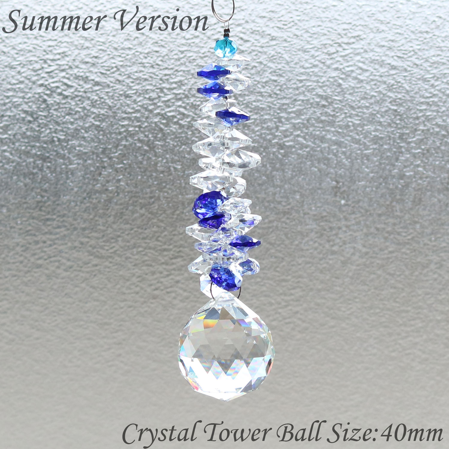 夏カラー 40mm CRYSTAL TOWER サンキャッチャー 1本 楽天 レインボーメーカー 北欧 雑貨 風水 玄関 のれん おしゃれ シャンデリア パーツ キット 水晶 ガラス 材料 プレゼント 引越し祝い 新築祝い 結婚祝い 内祝い 引っ越し祝い ギフト 専門 お返し セット 母の日