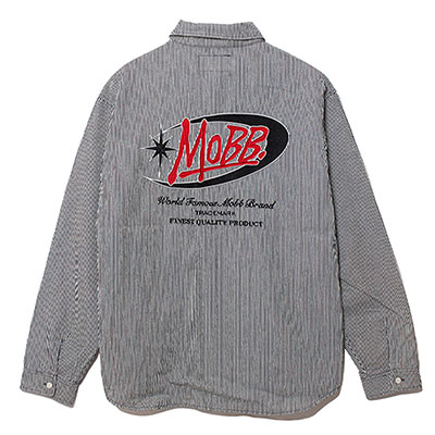 モブ MOBB ロゴ チェック 長袖シャツ メンズ M-XXL ストライプ CURVE OG L/S SHIRT -STRIPE-