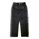 AmEh UNKNOWN LONDON Wbv oM[ fjpc ubN WASHED ZIP PANEL BAGGY DENIM -BLACK-_FAIR