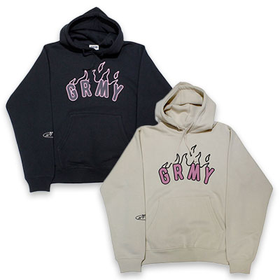 グライミー GRIMEY プルオーバーフーディ メンズ ブラック/オフホワイト MELTED STONE VINTAGE HOODIE -2.COLOR-