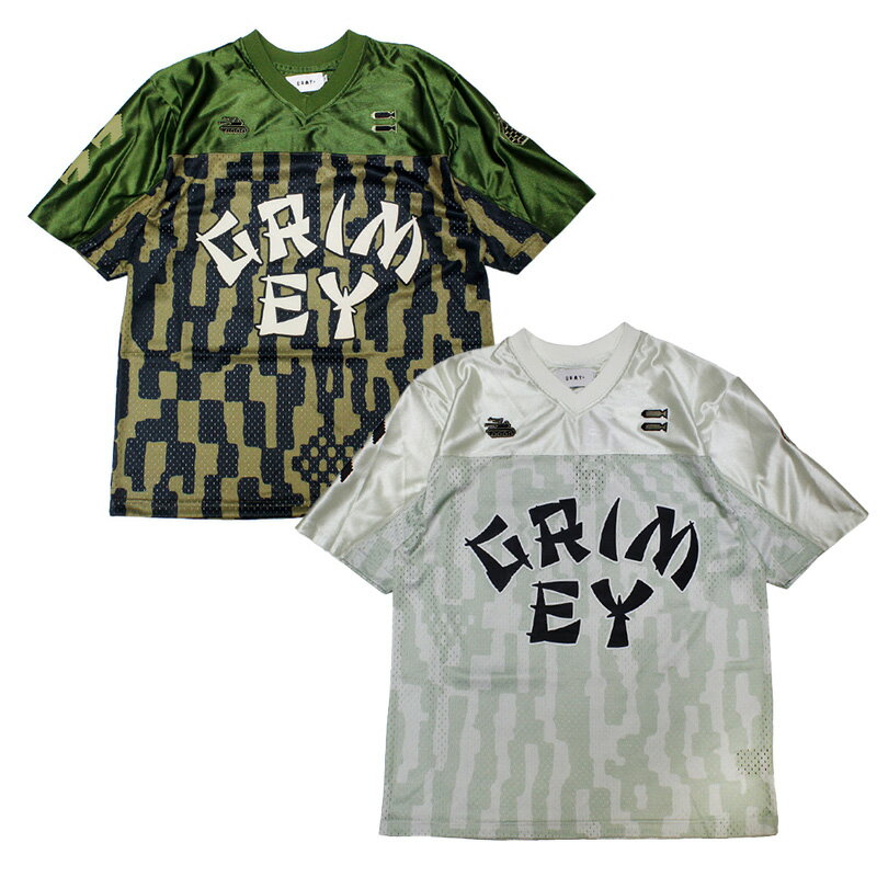 GRIMEY グライミー Tシャツ 半袖 カットソー ゲームシャツ ユニフォーム フットボール グリーン/ホワイト LUCKY DRAGON MESH FOOTBALL JERSEY -2.COLOR-