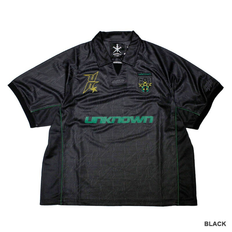 UNKNOWN LONDON アンノウンロンドン Tシャツ トップス 半袖 カットソー ロゴ ピンク ブラック 黒 ゲームシャツ フットボール MONOGRAM FOOTBALL SHIRT -2.COLOR-