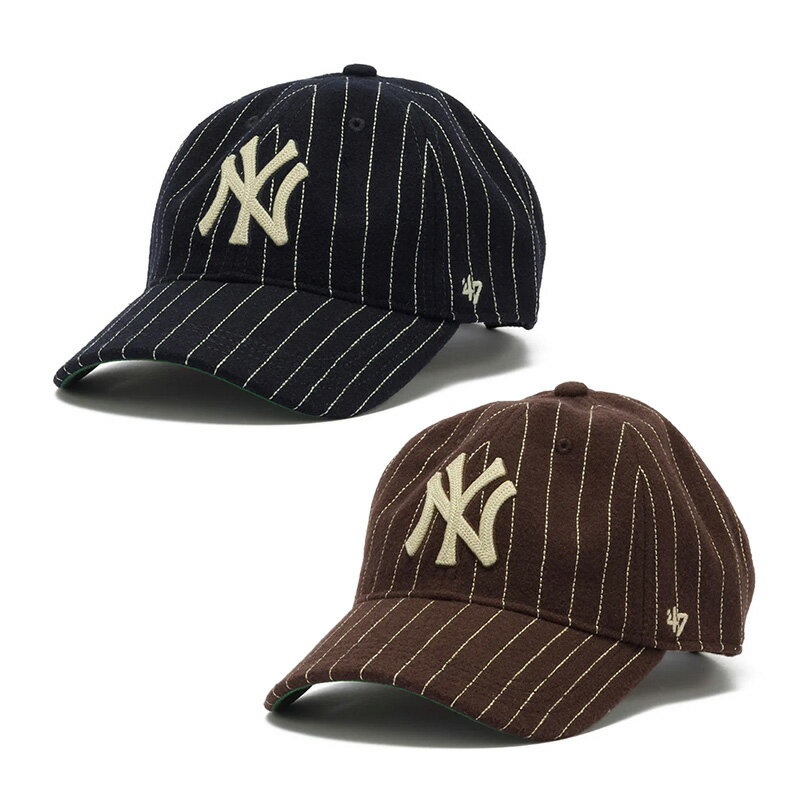47 MLB公認 ニューヨーク・ヤンキース ベースボールキャップ フリーサイズ 帽子 YANKEES WOOL PINSTRIPE 47 CLEAN UP -2,COLOR-