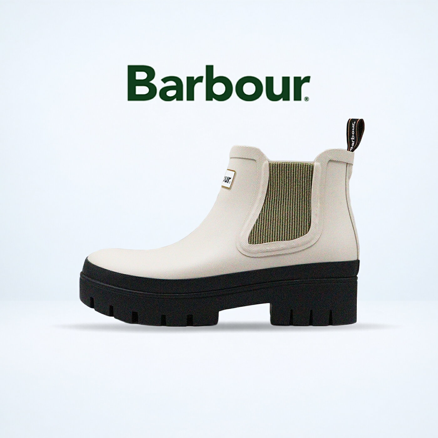 乐天商城 - 返品交換送料無料 BARBOUR バブアー HALTON ハルトン サイドゴア レインブーツ CR11 クリーム LRF0028 正規取扱店メンズ レディース レイン ブーツ