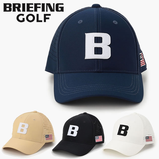 乐天商城 - 即納 BRIEFING GOLF ブリーフィング ゴルフ MEN’S PUNCHING MESH INITIAL CAP メンズ パンチング メッシュ イニシャル キャップ WHITE ホワイト BLACK ブラック BEIGE ベージュ NAVY ネイビー レディース　正規取扱店