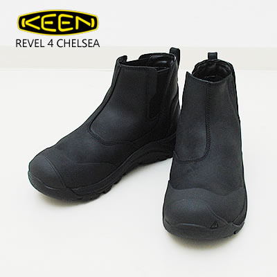 返品交換送料無料 KEEN キーン REVEL 4 CHELSEA レヴェル フォー チェルシー BLACK/BLACK ブラック/ブラック 靴 シューズ ウィンターブーツ アウトドア 防水 サイドゴア 防滑ソール