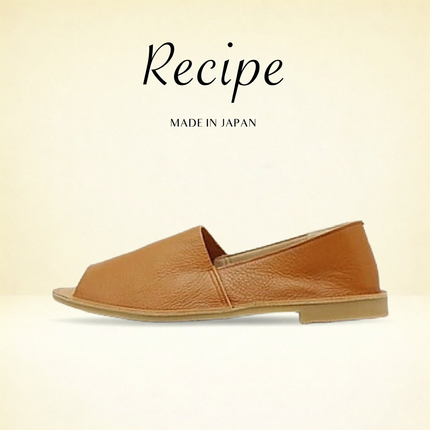 乐天商城 - 返品交換送料無料 Recipe レシピ RP-255 Lカットオープントゥ CAM キャメル スリッポン スリップオン 靴 サンダル レディース ギフト プレゼント