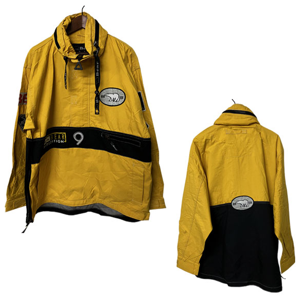 Bear USA（ベアーユーエスエー）ナイロン プルオーバー メンズ,イエロー,ジャケット,ストリート,スポーツ,アウトドア,デッドストック,希少,レア,未使用