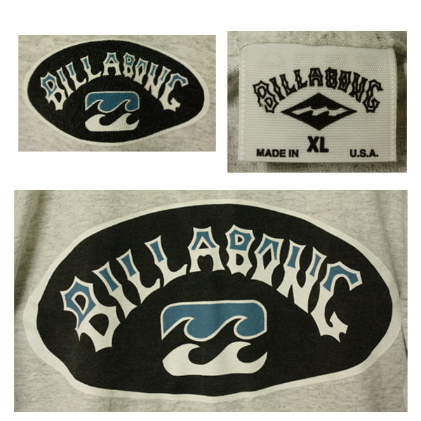 Billabong ビラボン 波のブランドロゴが入ったプリントtシャツ ロゴ プリント メール便不可 Tシャツ メンズ アッシュグレー ブランド カジュアル アメリカ製 アメカジ Usa デッドストック 未使用 希少 レア サーフ
