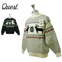 quest clothing（クエスト クロージング）鹿柄 セーター メンズ,ニット,ウール,カナダ,海外ブランド,シンプル,カジュアル,ナチュラル,ブラック,デッドストック,レア,希少