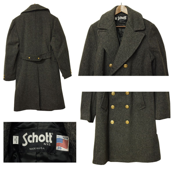 B品訳あり schott（ショット）ロングコート メンズ ウール 【USAデッドストック】 アメリカ製 かっこいい カジュアル きれいめ シンプル レア 希少 未使用