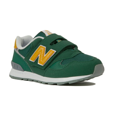 ☆【new balance】PO313GR　グリーン/イエロー【子供靴】【マジック】【ハーフサイズ】【C-CAP】【Ndurance】【MPC加工】【キッズ専用ラスト】【なみなみインソール】【イージースライド】