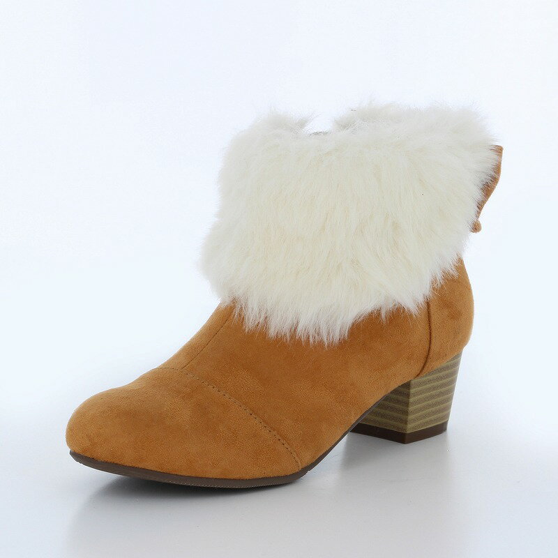 『ラスト19cm〜21cmのみ』Sugar シュガーJ501ブラウン2E ブーツ 子供靴 ジュニア ガールズ ファーブーツ 適度なヒール 足長効果 脱ぎ履きし易い内側ファスナー リボン 月星 ムーンスター 茶色 小学生 スニーカーキッズ 運動靴 クラブ活動