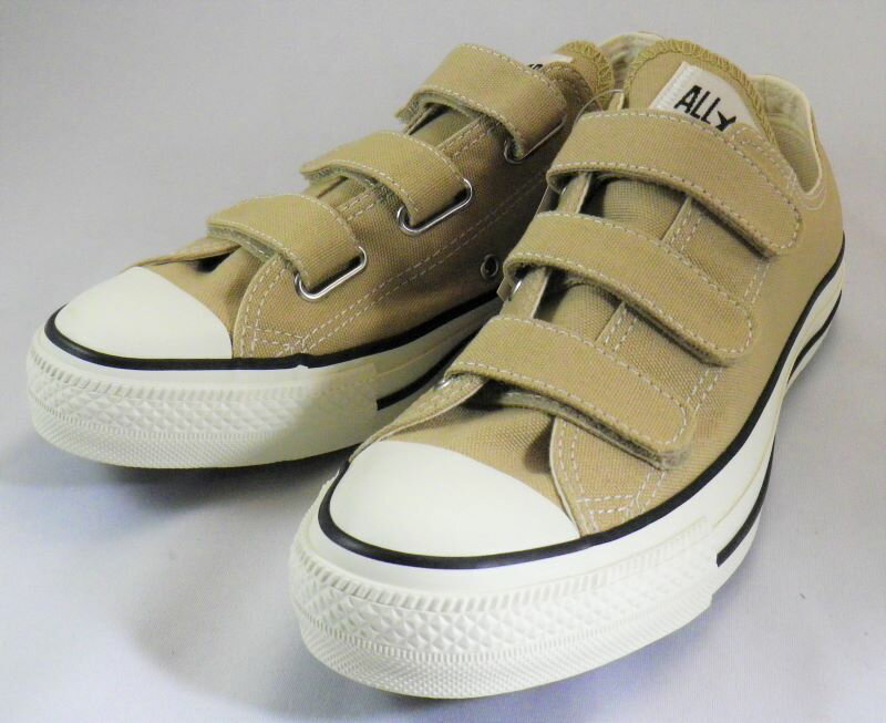 メンズスニーカー CONVERSE オールスターV-3-OXベージュ　紳士靴 メンズスニーカー ベージュ BG コンバースクラシックデザイン カジュアルスタイルに合わせやすい コンバース コートシューズ 3本ベルト マジックテープ 脱ぎ履きしやすいベルクロ ALLSTAR