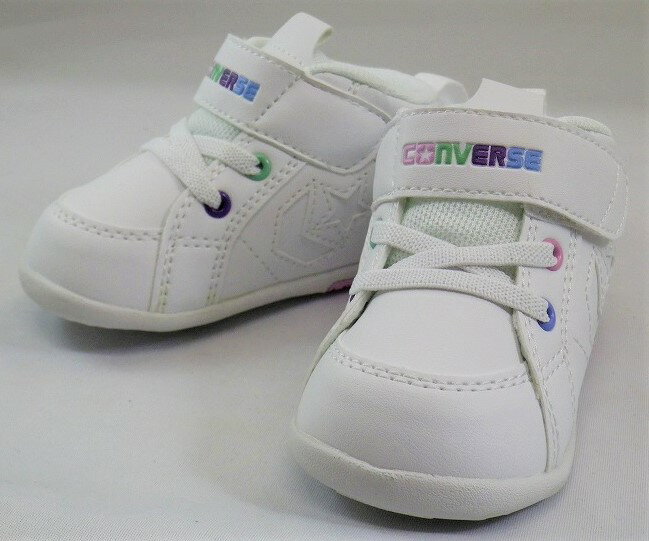 『ラスト15cm』CONVERSE ミニインチスターホワイト/ライラック 37302450ベビー靴 子供靴 MINI INCHSTAR ルーミーラスト カップインソール ファーストシューズ ベビーシューズ ミッドカット コンバースベビー 赤ちゃんシューズ 赤ちゃん靴 ギフトのサムネイル