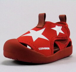 チャイルドサンダル【CONVERSE】キッズCVスターサンダル レッド/ホワイト 子供靴 フレックスポイント フレックスソール 3CC933 コンバースサマーシューズ スポーツサンダル 海へ 山へ 川へ プールへ キャンプへ アウトドアへ 水辺 街履 夏の運動靴 幼稚園 保育園 赤 白