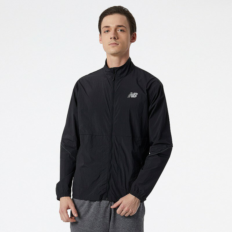 樂天商城 - NB Impact ラン ウーブン ジャケット MJ21264 BK(ブラック) ロゴ メンズ ニューバランス NEWBALANCE NB ロゴ　紳士　パッカブル仕様 SALE ウィンドブレーカーリフレクティブパイピング ランニング ジョギング ウォーキング スポーツジャケット