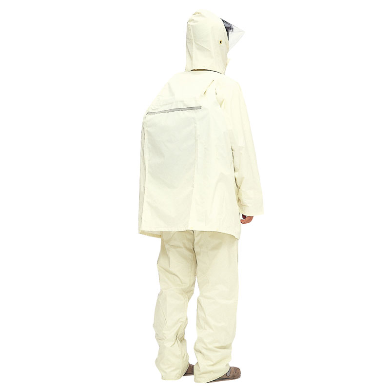 レインウェア『透湿レインスーツ・リュック型A-622アイボリー』通学用レインウェア 自転車通学 強力防水 レインスーツ カッパ 合羽 雨の日 送料無料 通学 中学生 高校生 パンツタイプ 反射材 反射テープ 視認性アップ スミクラ株式会社　雨衣 リュック対応 透湿防水