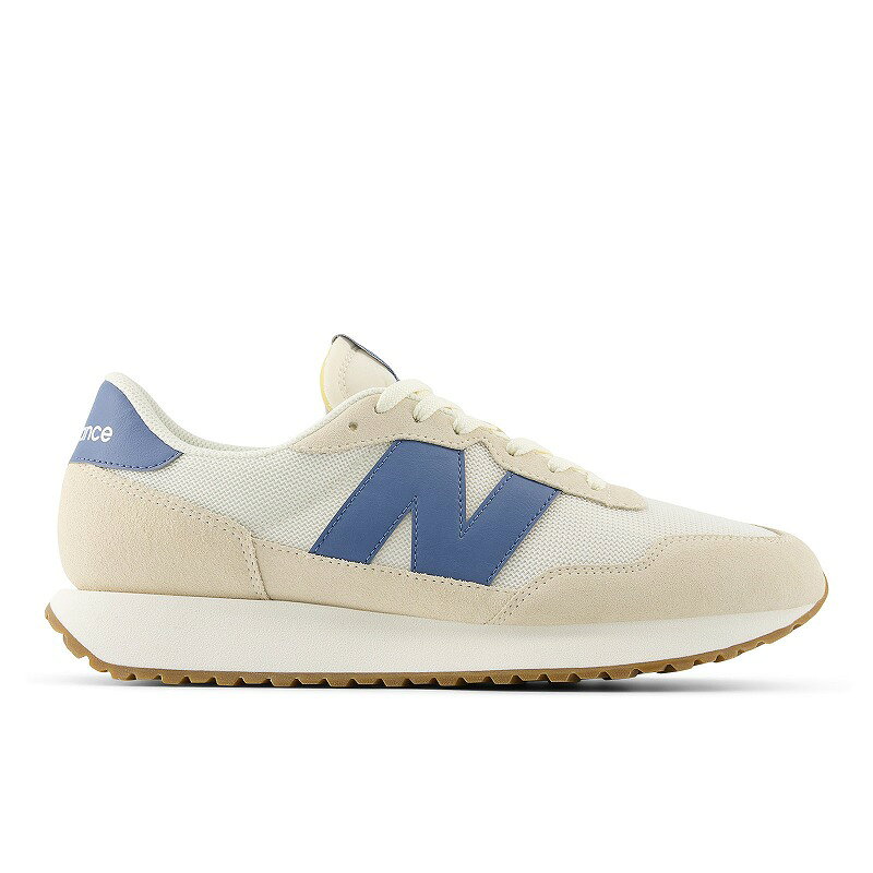 乐天商城 - 【ラスト23.5・24cmのみ】newbalance MS237WLオフホワイト/ブルー-D 婦人靴 ランニングスタイル ライフスタイル クラシカルスタイル ニューバランス レディスシューズ ウィメンズスニーカー NB ビックNロゴ 運動靴 ジョギング ニューバラ 厚底 エコ　白/青