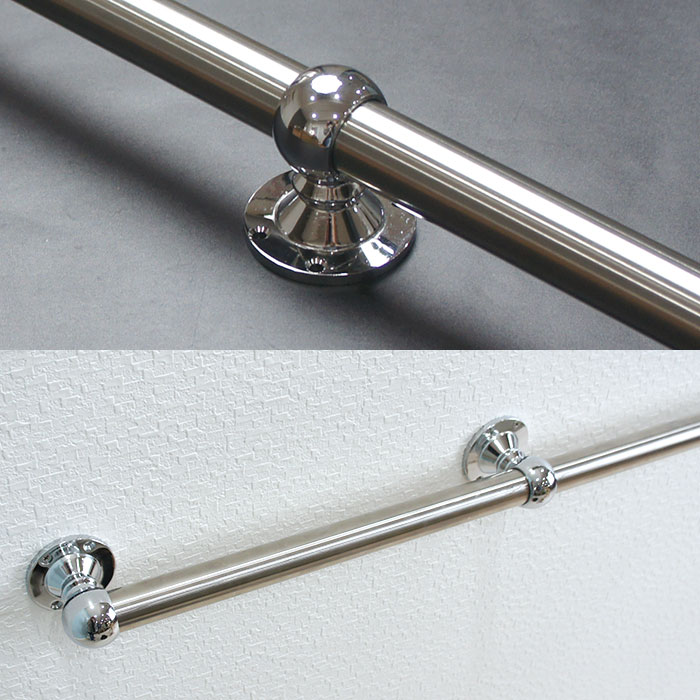 パイプ用クロームブラケット通 32mm [diy クローゼット ハンガーパイプ 手すり 棚 ...
