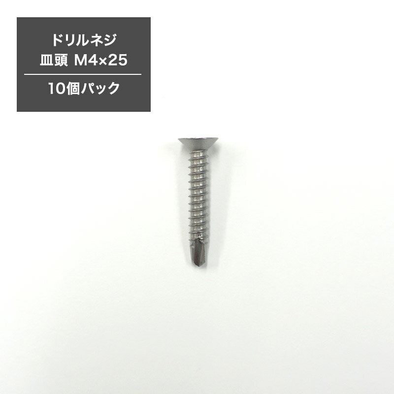 Rakuten - [2000円OFFクーポン配布中]ドリルネジ 皿頭 M4×25 ドリルビス ピアスビス タッピングビス 釘 くぎ 10個パック H-N-0