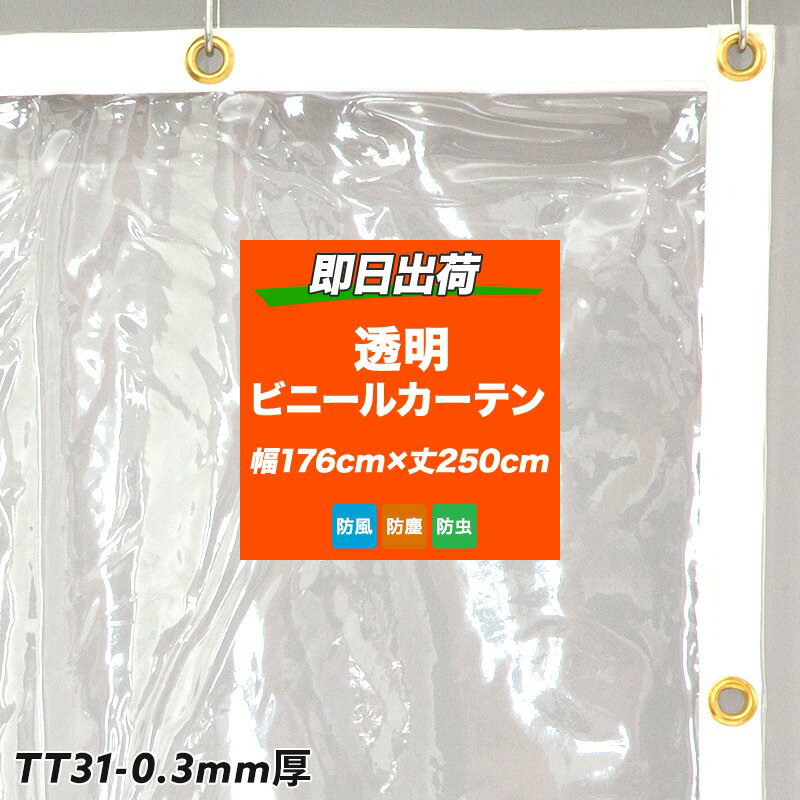 [P10倍 5日20時～4時間+10％OFFクーポン]ビニールカーテン ビニールシート 屋外 PVCアキレスビニールカーテン TT31 幅176cm 丈250cm 30mm厚 既製 コロナシールド コロナ対策 丈夫 倉庫 会社 事…