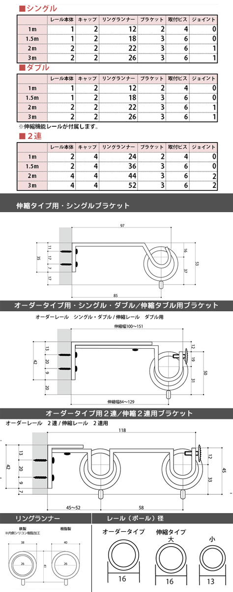 [1000円OFFクーポン×楽天マラソン]カーテンレール アイアン アイアンカーテンレール カーテン レール アイアンレール ポール ヨーロピアン おしゃれ アンティーク [クラシックシリーズ ダブル/●クリスタル/2mまで/1cm単位でサイズオーダーカーテンレール ]