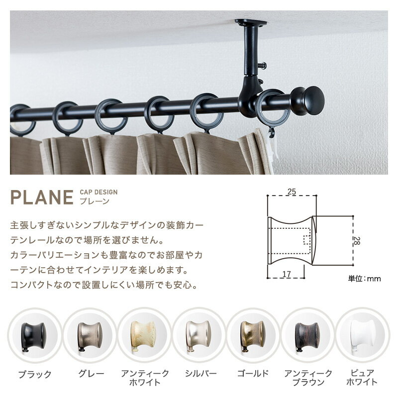 カーテンレール アイアンレール アイアンカーテンレール ポール おしゃれ アンティーク 装飾レール diy クラシックシリーズ 天井付け d1 サイズオーダー 〜1m C-F-3