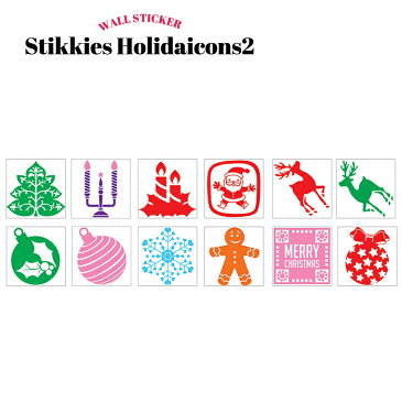 [クーポン発行中×スーパーセール][50%OFF!在庫処分] ウォールステッカー 壁デコシール クリスマス Stikkies Holidaicons1 【WD129】 / ミニミニシリーズ/ ［カット シート ウオール ステッカー ウオールステッカー 壁紙 シール X'mas］