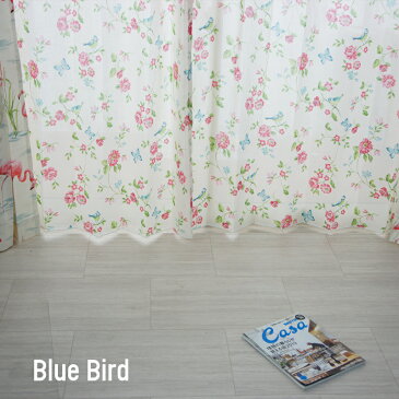 [サイズオーダー] ボイルレースカーテン レースカーテン/●青い鳥/【YH945】幅〜100cm×丈〜300cm [1枚]1cm単位でサイズオーダー レースカーテン [上品 おしゃれ かわいい 子供部屋 リビング] OKC