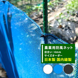 [11％OFF！5/1限定クーポン ]防風ネット 農業用 網 ネット 4mm目 サイズオーダー ～300cm×～500cm ブルー 青 ワイドラッセル 防風網 田 畑 農家 農業 園芸 家庭菜園 アグリ agri 遮光 保温 耐久性 日本製 JQ