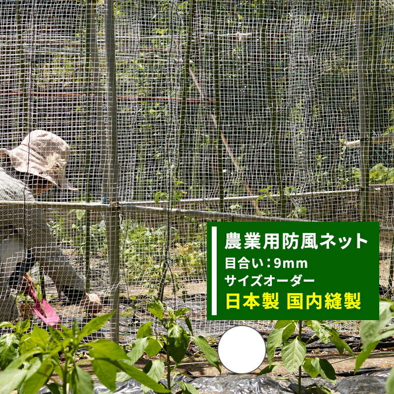 防風ネット 農業用 網 ネット 9mm目 サイズオーダー ～200cm×～300cm 白 ホワイト ワイドラッセル 防風網 田 畑 農家 農業 園芸 家庭菜園 アグリ agri 遮光 保温 耐久性 日本製 JQ