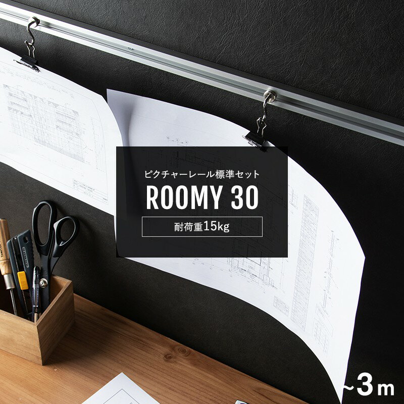 [全品ポイント10倍！25日20時〜4H限定]ピクチャーレール セット ルーミー30 〜3m カット料込 天井付け ..