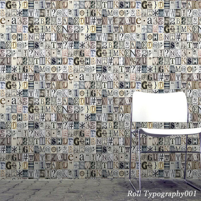 壁紙 輸入壁紙 イギリスブランド 1wall 【W10MTYPO01】TYpographY001「ロールタイポグラフィ001」 53cm幅 1本 インポート壁紙 デザイン おしゃれ 輸入 海外 クロス DIY リフォーム 撮影 背景 背景紙 店舗 装飾 インテリア 内装 CSZ