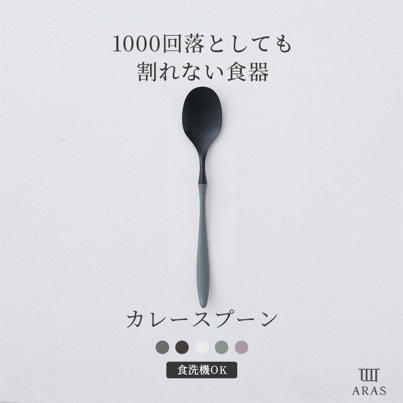 [25日限定！10％OFFクーポン×P10倍 20時〜4H限定]1000回落としても割れない食器 ARAS カレースプーン 食器 カトラリー 日本製 食洗器対応 おしゃれ 和 洋 エイラス ブラック グレー ホワイト 5色 プレゼント H-N-0