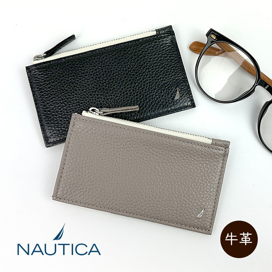 樂天商城 - 薄マチ 財布 メンズ レディース 本革 4nt0014 NAUTICA ノーティカ スピンメタル フラグメントケース コンパクト ミニ 財布 カードケース ロゴメタル ファスナー 小銭入れ 牛革 高級感 人気 上質 革小物 レザー カード入れ ブランド シュリンクレザー お洒落 かっこいい
