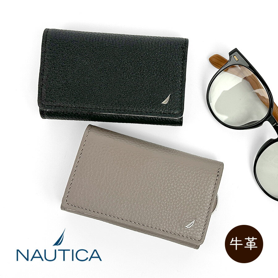 キーケース メンズ レディース 本革 4nt0015 NAUTICA ノーティカ スピンメタル 三つ折り財布 札入れ ロゴメタル ファスナー小銭入れ 牛革 高級感 人気 プレゼント 上質 革 小物 男性 女性 レザー 鍵入れ 4連 キーホルダー ブランド シュリンクレザー お洒落 かっこいい