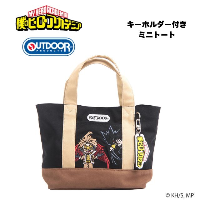 樂天商城 - 僕のヒーローアカデミア × OUTDOOR PRODUCTS ミニトート バッグ ランチトート ODHA18 キャンバストート 刺繍 ヒロアカ コラボ 常闇踏陰 ホークス ミニキャラ ラバーキーホルダー付き アニメ グッズ キャラクター ランチバッグ アウトドアプロダクツ ブラック クロ