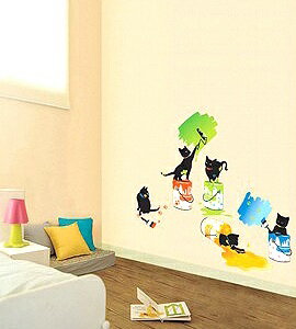 ウォールステッカー 猫のペイント 壁シール 壁紙シール wall sticker 北欧