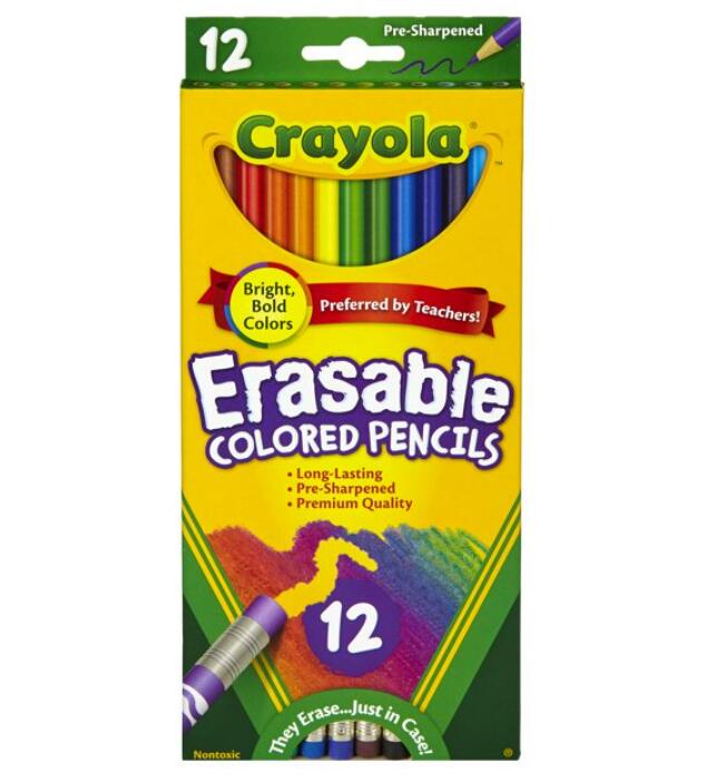   クレオラ イレイサブル カラー ペンシル 12色 合計72本 Crayola Erasable Colored Pencils クレヨラ 消しゴムで消せる 色鉛筆 アート 鉛筆 画材 セット 子供 大人 塗り絵 大容