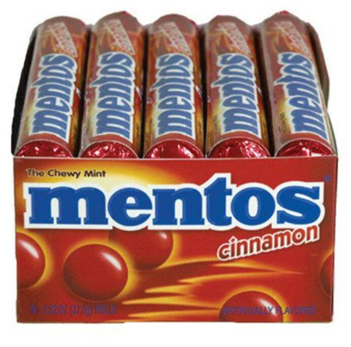 [RDY] [送料無料] [37.5g x 15本] Mentos メントス ザ チューイ ミント シナモン キャンディ ロール 海外 天然由来色素 使用 グルテンフリー お菓子 おやつ 爽やか スパイシー 定番 ミント 飴 キャン