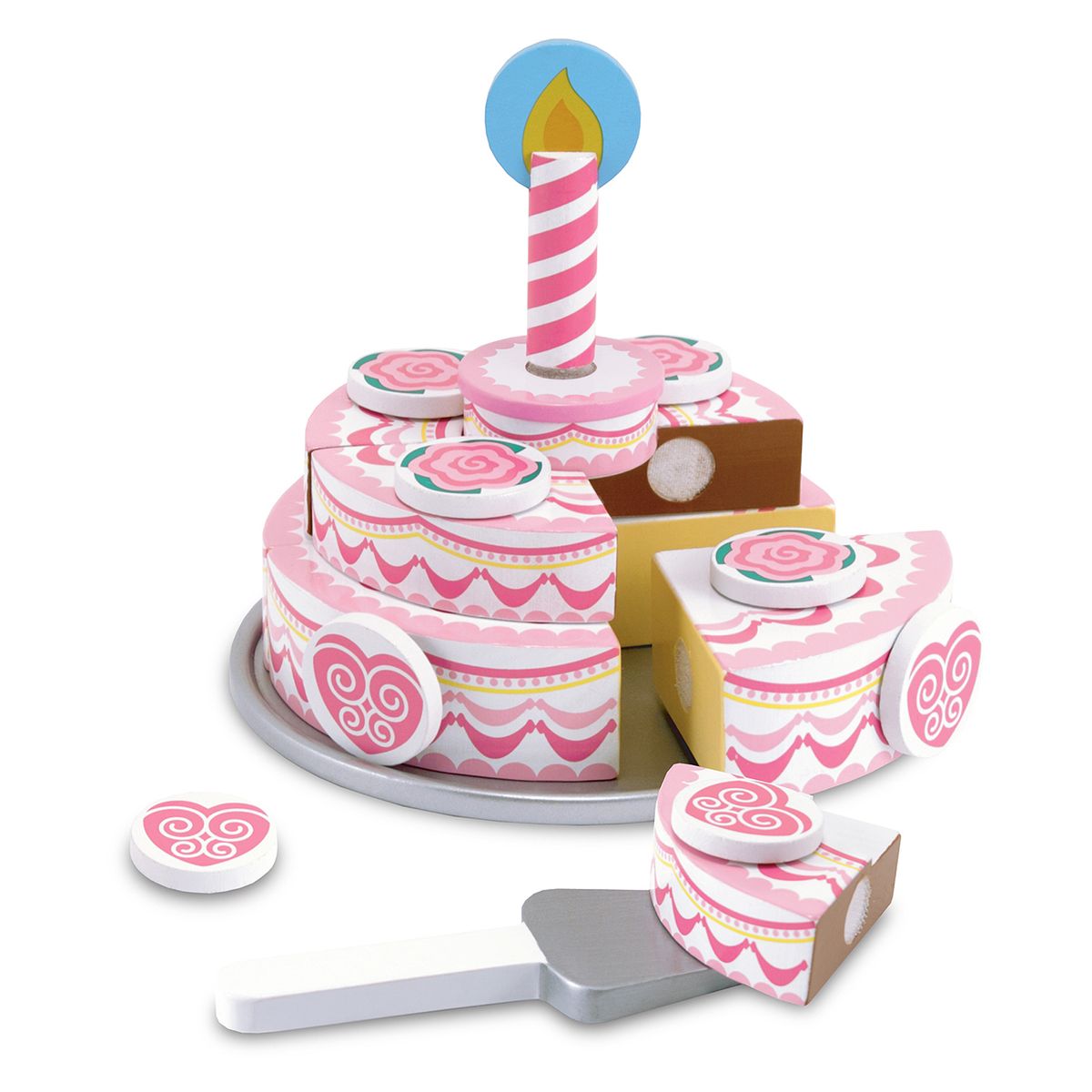 [送料無料] Melissa & Doug 三層構造のパーティーケーキ 木製プレイフードセット [楽天海外通販] | Melissa & Doug Triple-Layer Party Cake Wooden Play Food Set